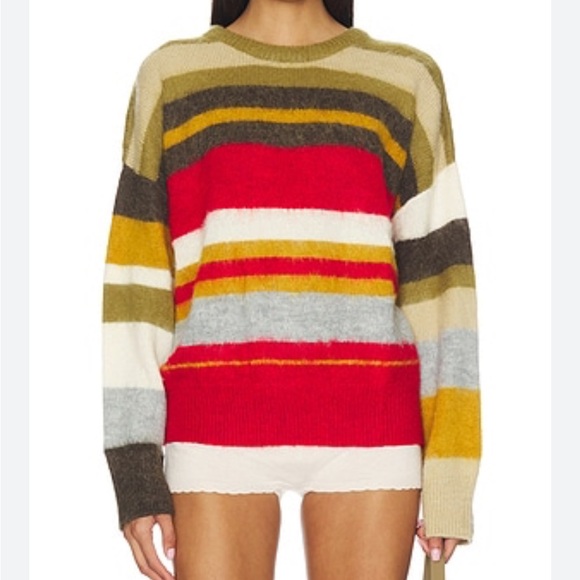 GUIZIO
Oversized Stripe Jumper in Olive - Picture 4 of 4